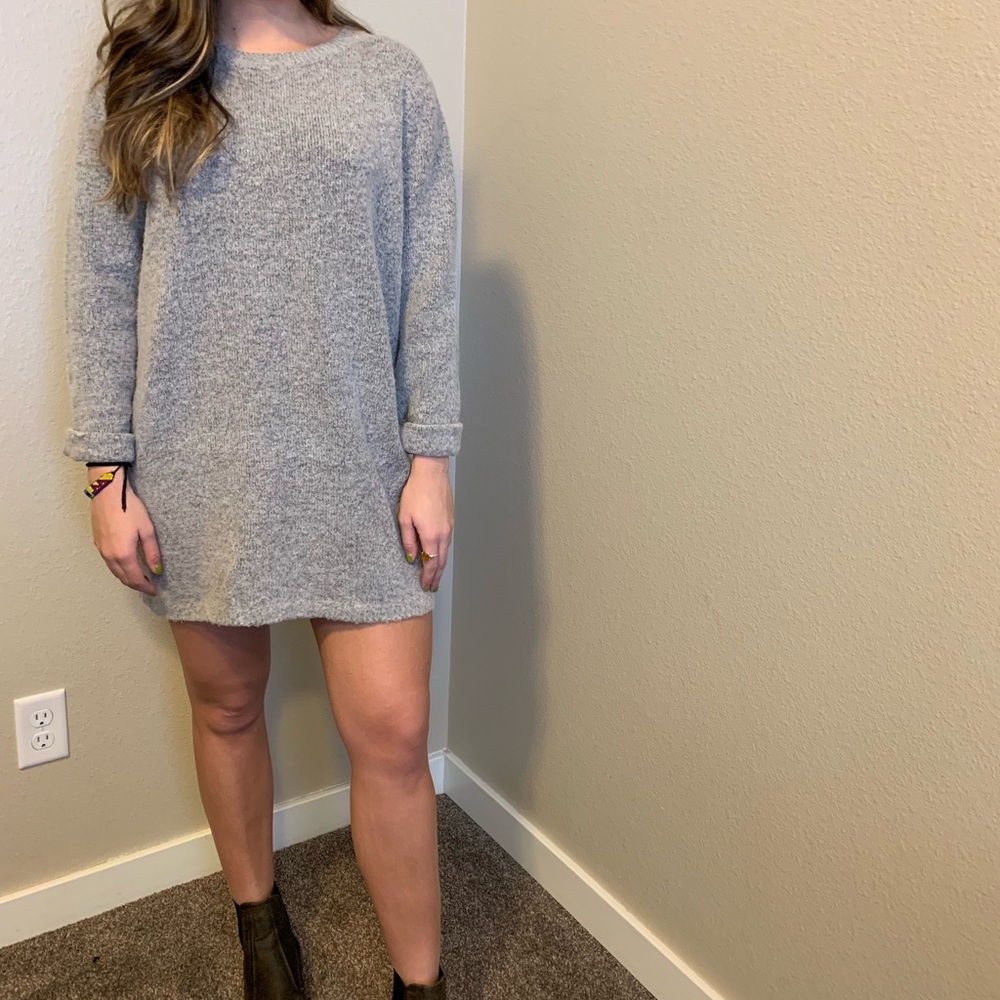Grey sweater dress